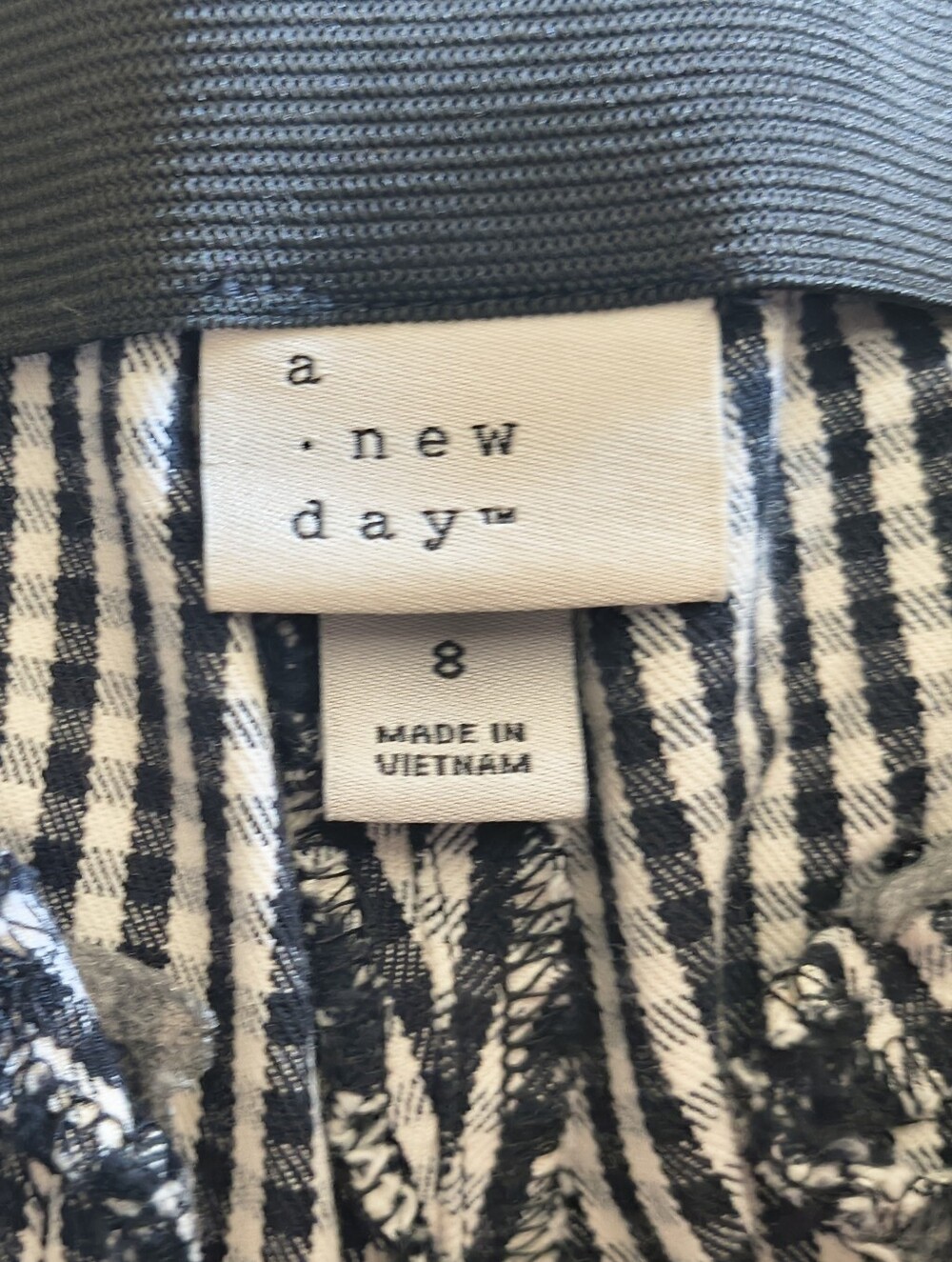 Women's Black and White Gingham Pants - Picture 3 of 3